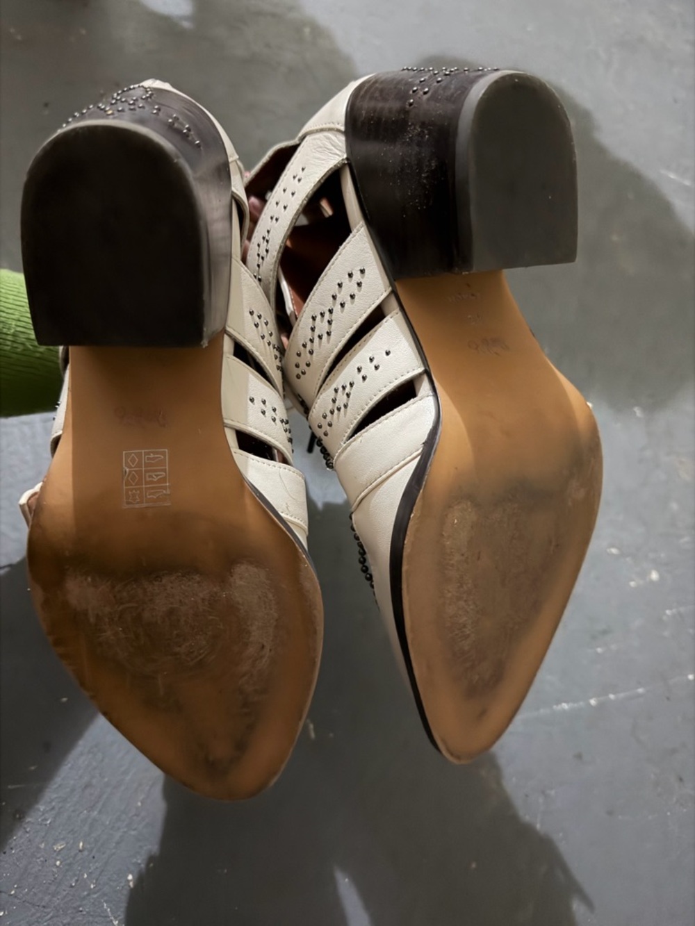 Coach Paisleh |  Cream Studded Lace-Up Ankle Boots - Picture 5 of 9